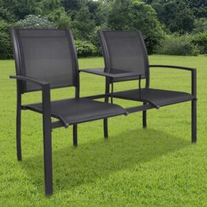 Kaina Steel 2 Seater Garden Seating Bench In Black