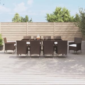 Kaius Rattan 11 Piece Garden Dining Set With Cushions In Brown