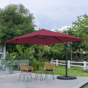 3 x 3 m Square Cantilever Parasol Light Grey Outdoor Hanging Umbrella for Garden and Patio