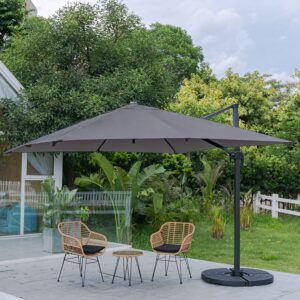 3 x 3 m Square Cantilever Parasol Light Grey Outdoor Hanging Umbrella for Garden and Patio