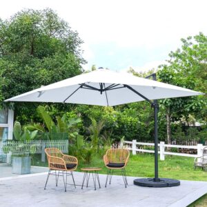 3 x 3 m Square Cantilever Parasol Light Grey Outdoor Hanging Umbrella for Garden and Patio