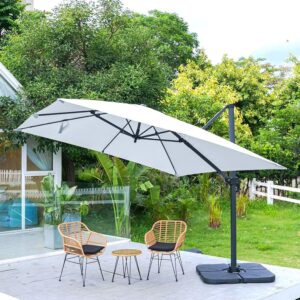 3 x 3 m Square Cantilever Parasol Light Grey Outdoor Hanging Umbrella for Garden and Patio