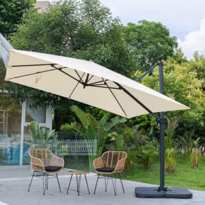 3 x 3 m Square Cantilever Parasol Light Grey Outdoor Hanging Umbrella for Garden and Patio