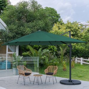 3 x 3 m Square Cantilever Parasol Light Grey Outdoor Hanging Umbrella for Garden and Patio