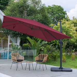 3 x 3 m Square Cantilever Parasol Light Grey Outdoor Hanging Umbrella for Garden and Patio