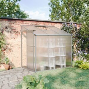 Lean-to Aluminum Greenhouse with Sliding Door