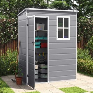 5x3ft / 5x4ft Plastic Garden Storage Shed with Front and Size Door for Bikes and Tools