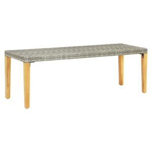 Naomi 80cm Grey Poly Rattan Garden Bench With Wooden Legs