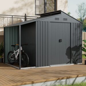 Outdoor Galvanized Steel Storage Shed with Lean-to