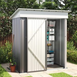 3×5 ft Metal Outdoor Storage Shed with Lockable Door