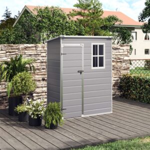 4×2ft/ 4×3ft Plastic Outdoor Garden Storage Shed with Style A/B in Grey