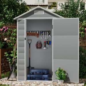 4×2ft/ 4×3ft Plastic Outdoor Garden Storage Shed with Style A/B in Grey