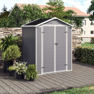 4×2ft/ 4×3ft Plastic Outdoor Garden Storage Shed with Style A/B in Grey