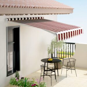 6ft/ 8ft/ 9ft/ 11ft/ 13ft Outdoor Retractable Patio Manual Shelter Awning Canopy for Window and Door