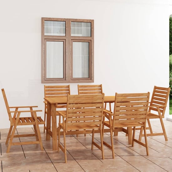 Salado Medium Acacia Wood 7 Piece Garden Dining Set In Natural