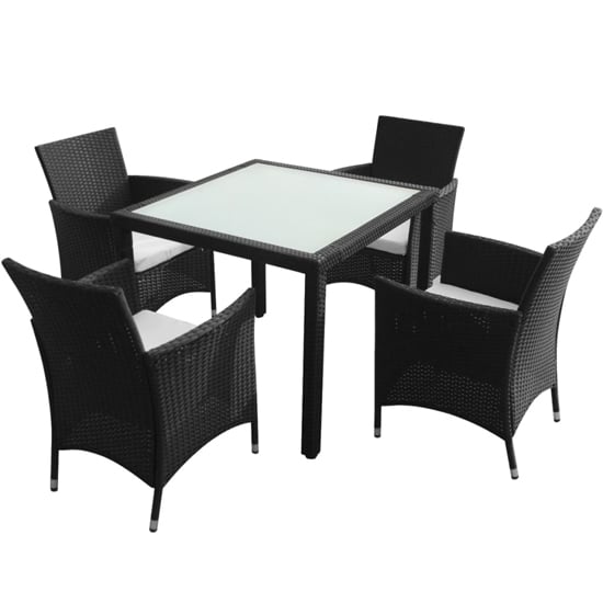 Truro Rattan 5 Piece Outdoor Dining Set with Cushions In Black