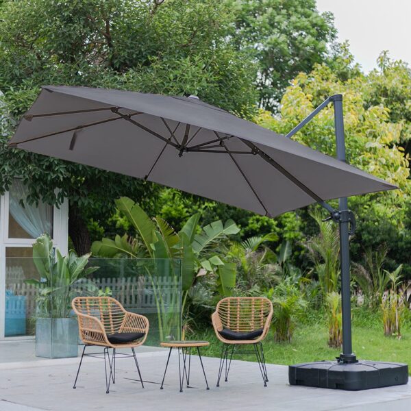 3 x 3 m Square Cantilever Parasol Light Grey Outdoor Hanging Umbrella for Garden and Patio