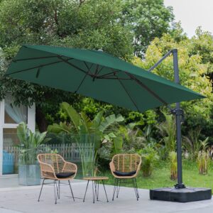 3 x 3 m Square Cantilever Parasol Light Grey Outdoor Hanging Umbrella for Garden and Patio