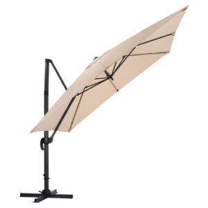 3 x 3 m Square Cantilever Parasol Light Grey Outdoor Hanging Umbrella for Garden and Patio