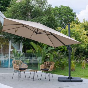 3 x 3 m Square Cantilever Parasol Light Grey Outdoor Hanging Umbrella for Garden and Patio