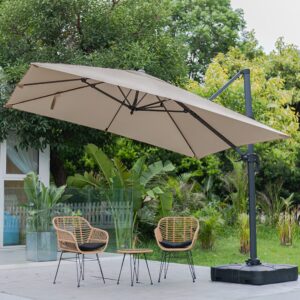 3 x 3 m Square Cantilever Parasol Light Grey Outdoor Hanging Umbrella for Garden and Patio