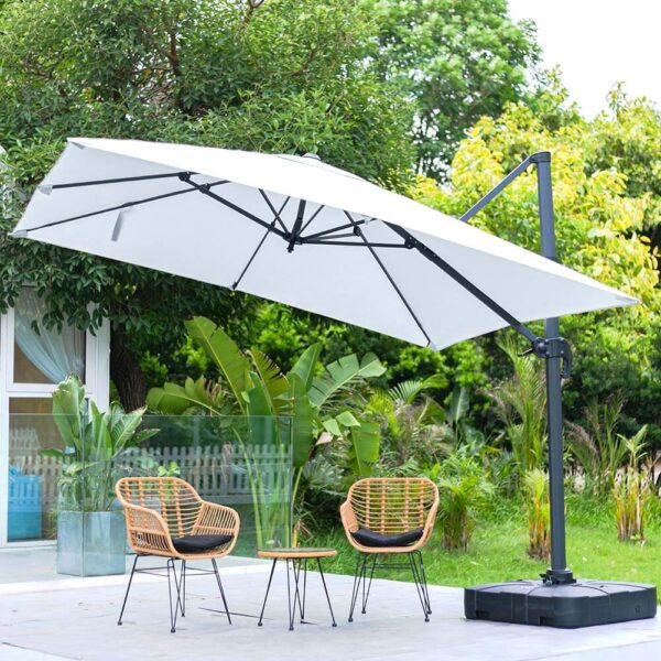 3 x 3 m Square Cantilever Parasol Light Grey Outdoor Hanging Umbrella for Garden and Patio