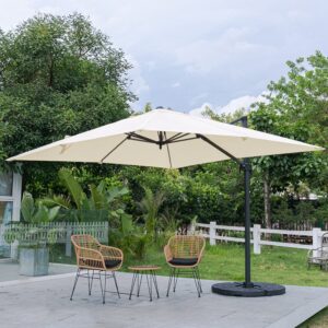 3 x 3 m Square Cantilever Parasol Light Grey Outdoor Hanging Umbrella for Garden and Patio