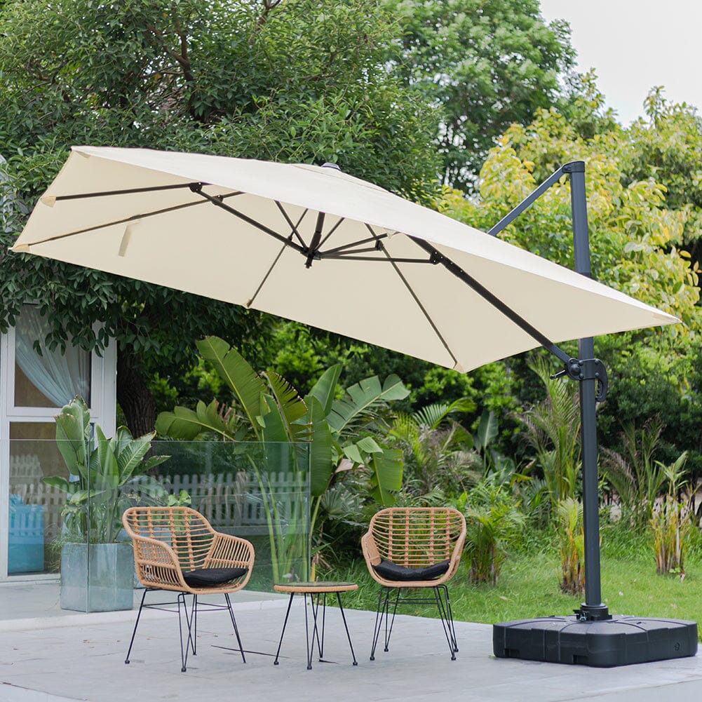 3 x 3 m Square Cantilever Parasol Light Grey Outdoor Hanging Umbrella for Garden and Patio