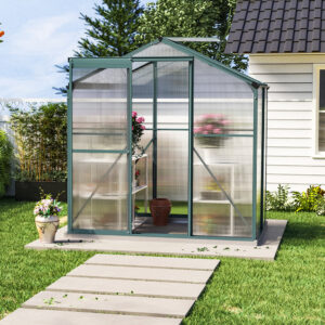 4×6 ft/ 6×6 ft/ 8×6 ft/ 10×6 ft Garden Greenhouse Green Framed with Vent