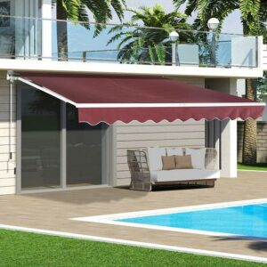 6ft/ 8ft/ 9ft/ 11ft/ 13ft Outdoor Retractable Patio Manual Shelter Awning Canopy for Window and Door